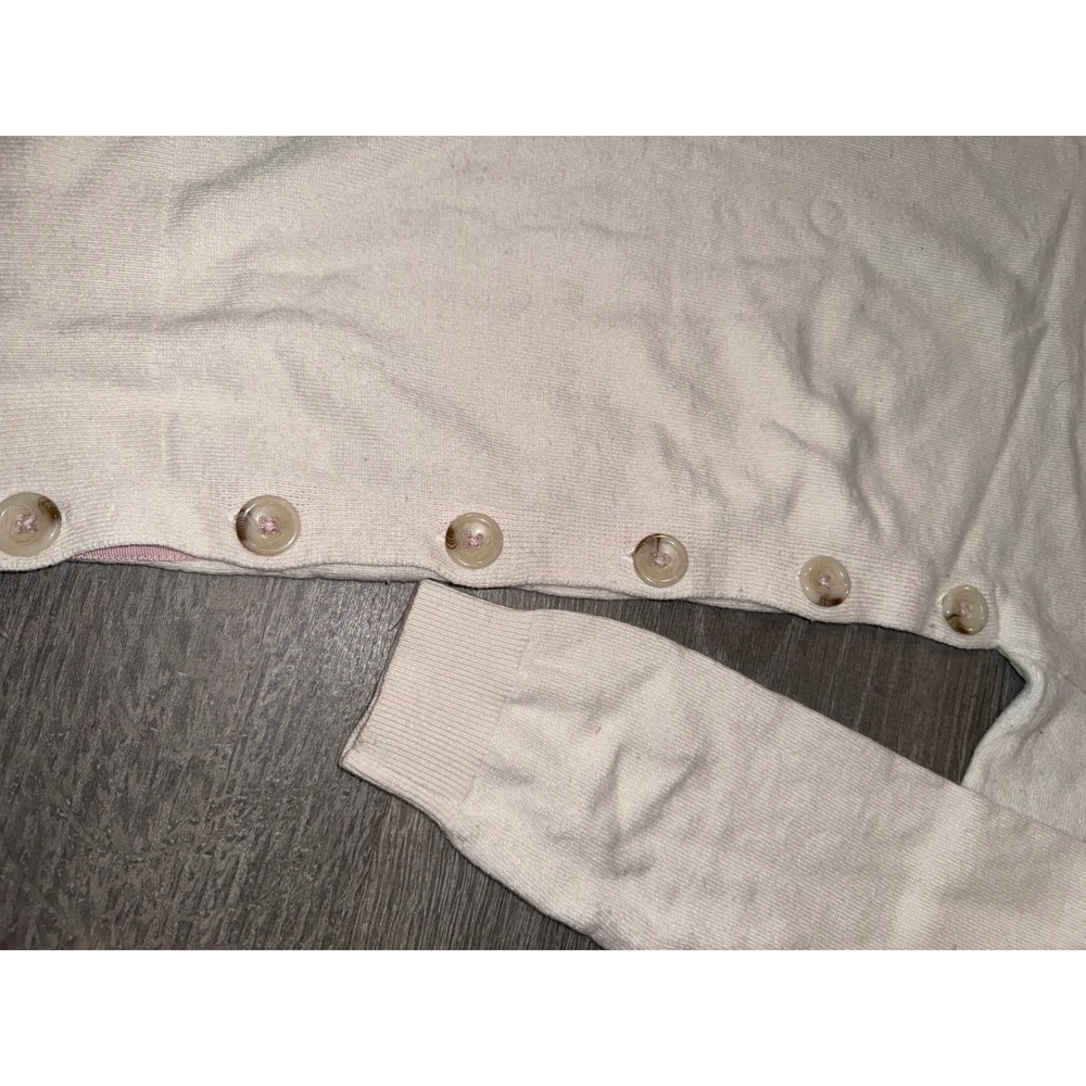 Boden Womens Cream Ivory Side Button Crew Neck wool cashmere Knit Sweater Size M - Picture 5 of 7